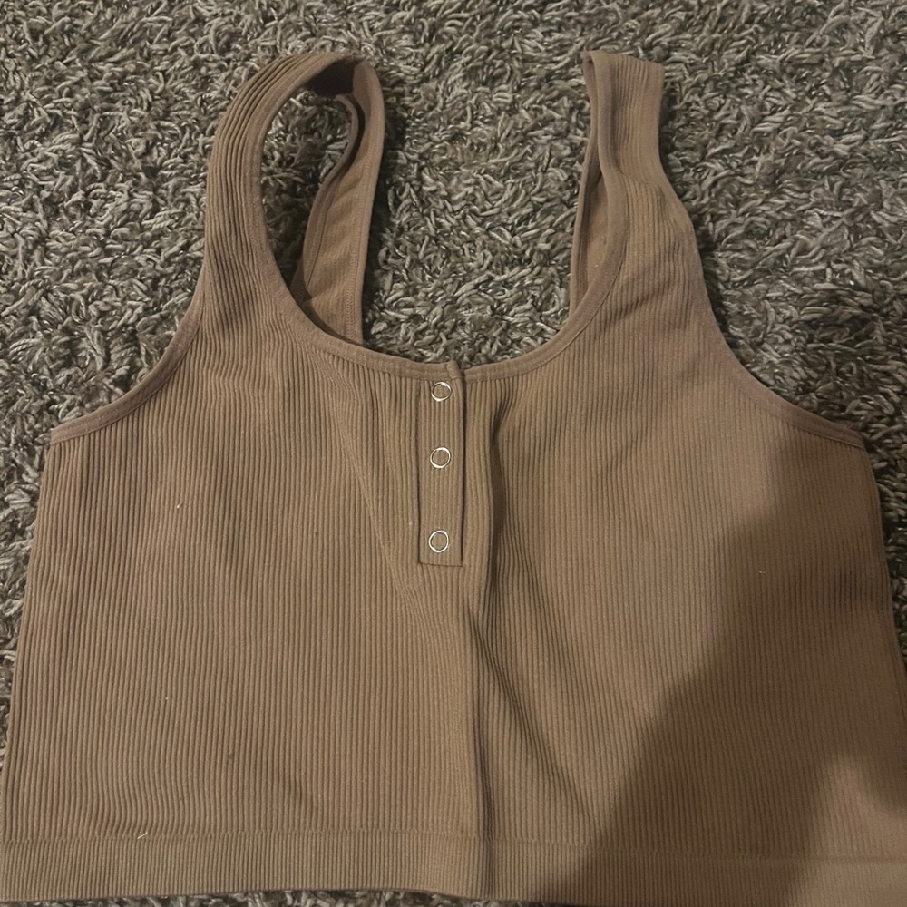 Bozzolo Tan Ribbed Tank Top